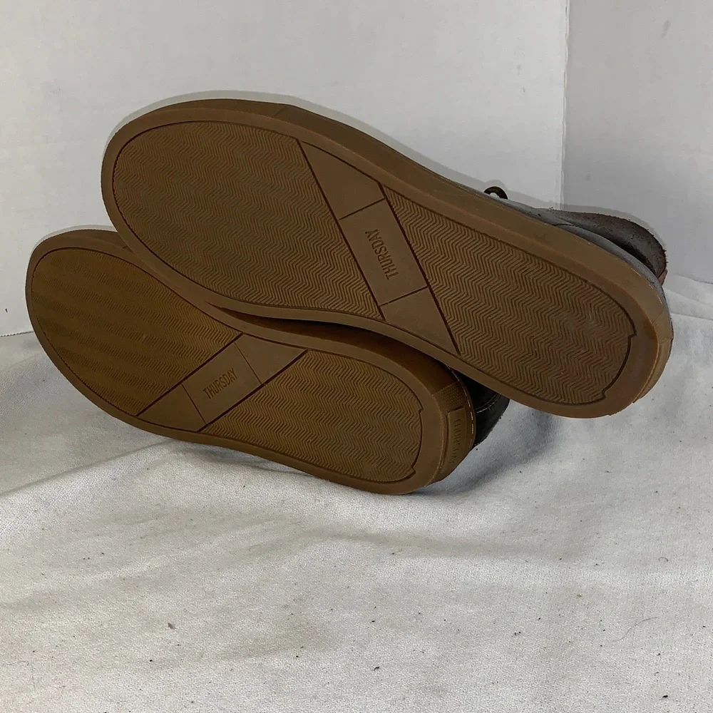 Thursday Boot Company Men's Brown Leather High-Top Sneakers with Gum Sole